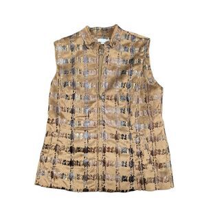 Faux Fur Erin Warm Fall Vest Zip Up Camel Casual Outdoor Women's Size Small